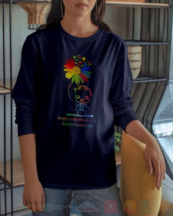 Accpt Understand Love Autism Awareness Flower Hoodie