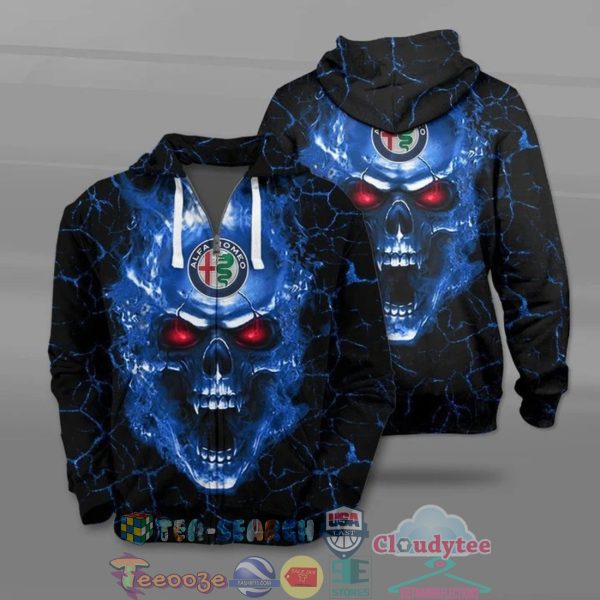 Alfa Romeo Skull Ver 1 All Over Printed T-Shirt Hoodie