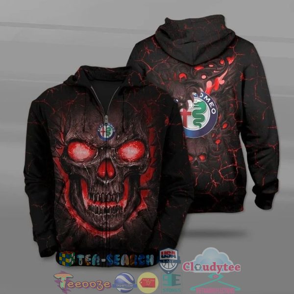 Alfa Romeo Skull Ver 2 All Over Printed T-Shirt Hoodie