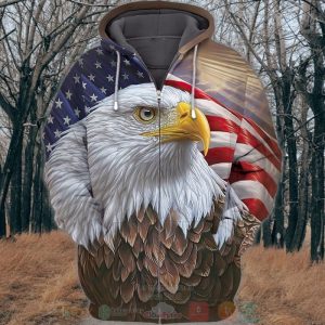 American Flag And Eagle 3D Zip Hoodie