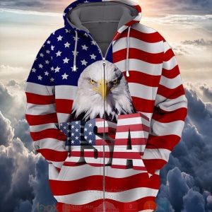 American Flag Eagle 3D Zip Hoodie