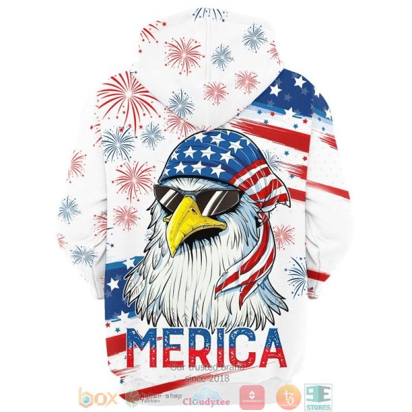 American Flag Eagle Merica Fleece Hoodie