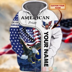 American Pride Custom Name 3D Zip Hoodie