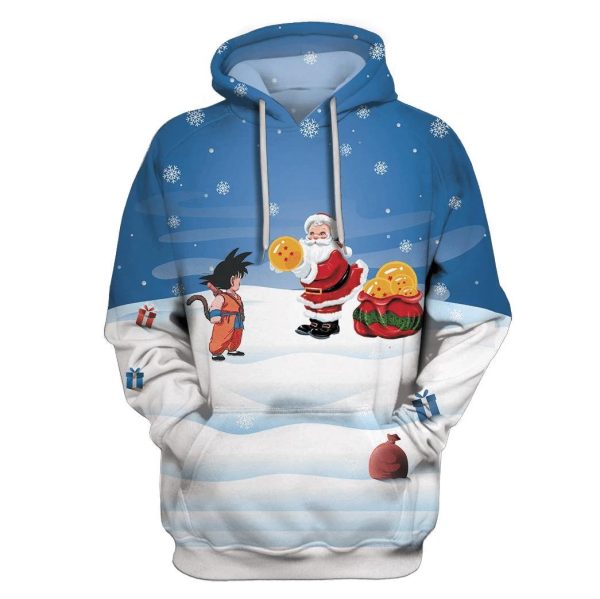 Anime Dragon Ball Son Goku And Santa 3D Hoodie