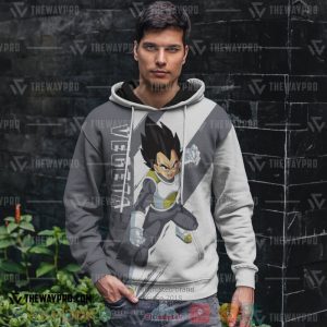 Anime Dragon Ball Vegeta Grey White 3D Hoodie