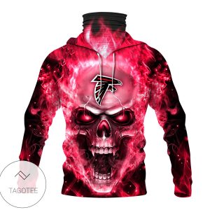 Atlanta Falcons Skull Fire Pink Mask Hoodie