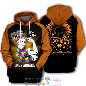 Autism Mom Unbreakable Sunflower 3D Hoodie