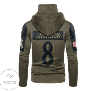 Baltimore Ravens Number 8 Jackson Team Logo Mask Hoodie