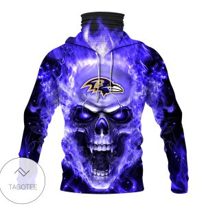 Baltimore Ravens Skull Fire Mask Hoodie