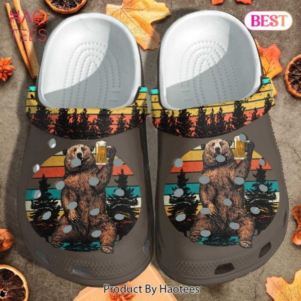 Bear Drinking Camping Shoes Old Men – Funny Cute Custom Shoes Gifts For Men Fathers Day