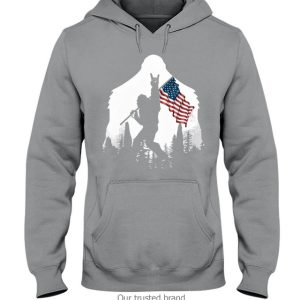 Bigfoot Rock And Roll Usa Flag In The Forest Shirt