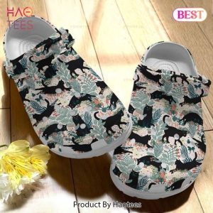 Black Cat Leaves Beautiful Gift For Lover Rubber Crocs Clog Shoes Comfy Footwear