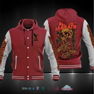 Black Sabbath Skull And Rose Baseball Hoodie Jacket