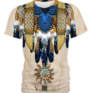 Blue Feather Pattern 3D Shirt