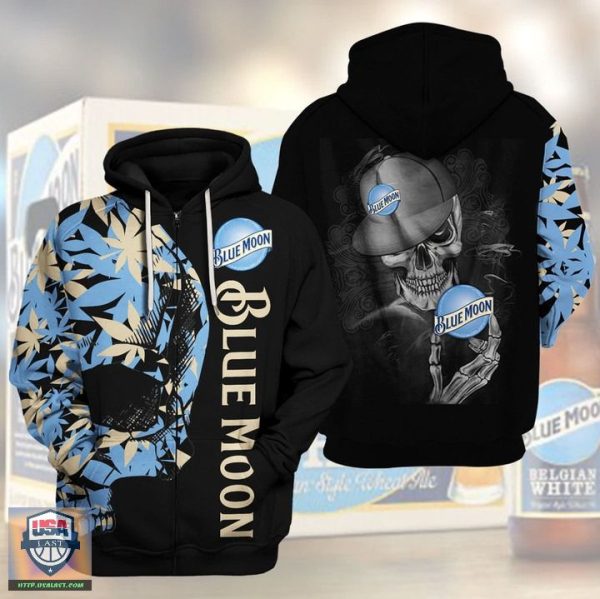 Blue Moon Beer Skull 3D All Over Print Hoodie