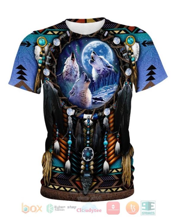 Blue Wolf Dreamcatcher 3D Shirt