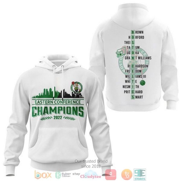 Boston Celtics Players Name Eastern Conference Champions 2022 White 3D Shirt