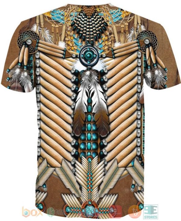 Brown White Bead Feather 3D Shirt