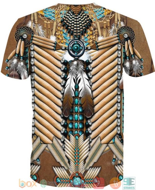 Brown White Bead Feather 3D Shirt