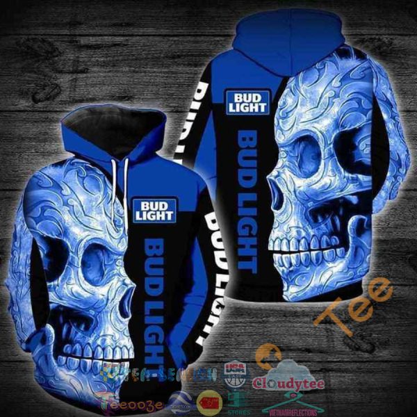 Bud Light Beer Skull Hoodie 3D