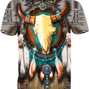 Buffalo Skull Native Pattern 3D Shirt