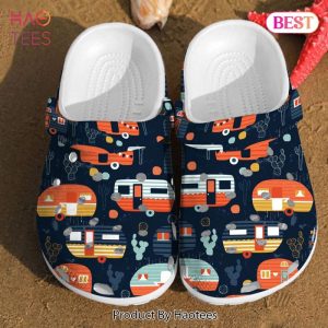 Camping Trailer Pattern Summer Happy Camper Best Rubber clog Shoes Comfy Footwear Exclusive