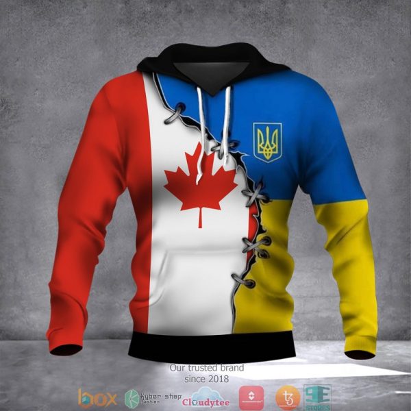 Canada Stand With Ukraine Flag 3D Hoodie