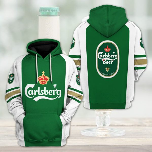 Carlsberg Green White 3D Hoodie