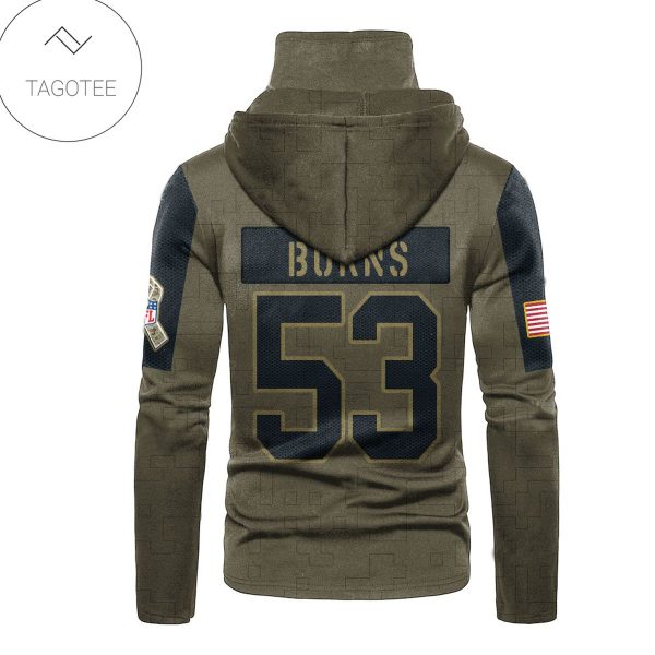 Carolina Panthers Number 53 Brian Burns Mask Hoodie