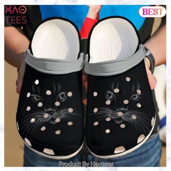 Cat Black Face Rubber Crocs Clog Shoes Comfy Footwear