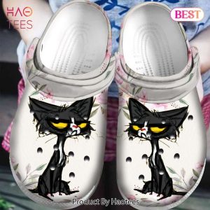 Cat Black Rubber Crocs Clog Shoes Comfy Footwear