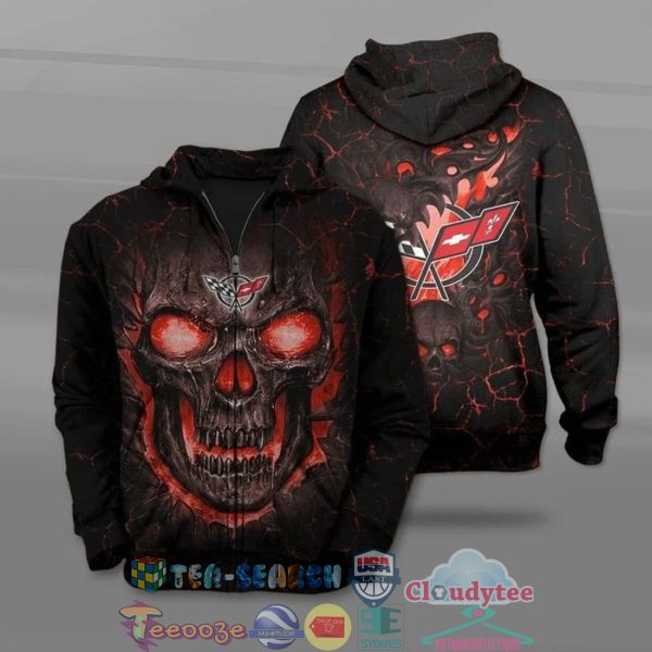 Chevrolet Corvette Skull Ver 2 All Over Printed T-Shirt Hoodie