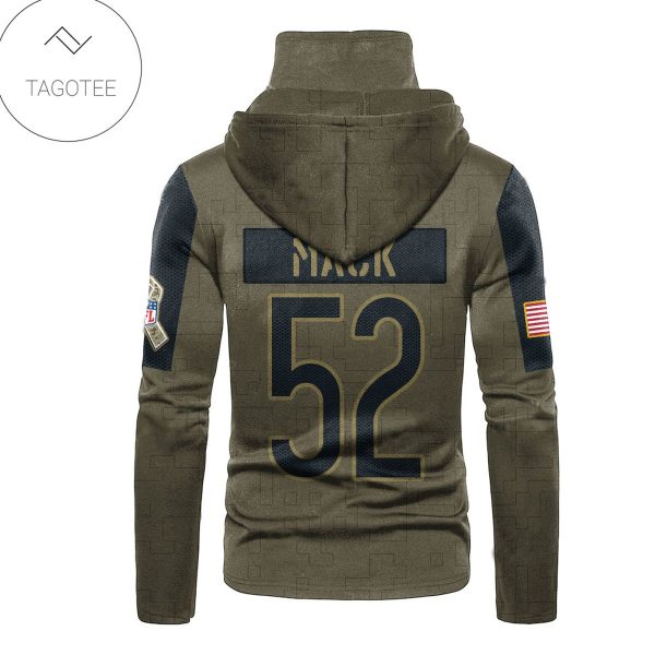 Chicago Bears Number 52 Khalil Mack Mask Hoodie