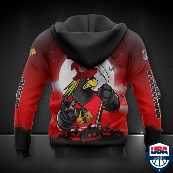 Chicago Blackhawks Nhl Haloween All Over Printed Hoodie