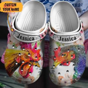 Chicken Flower Personalized Clogs Shoes With Your Name