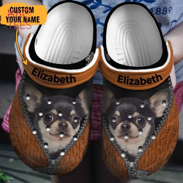 Chihuahua Brown Zipper Clogs Shoes