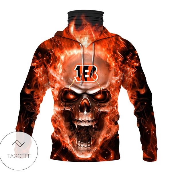 Cincinnati Bengals Skull Fire Mask Hoodie