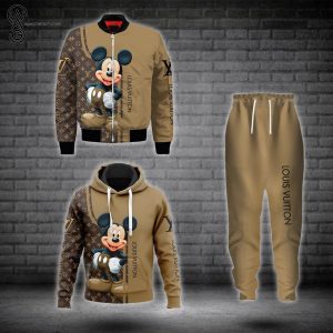 Combo Louis Vuitton And Mickey Mouse Hoodie Bomber Jacket And Pants