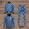 Combo Louis Vuitton Blue Version Hoodie Bomber Jacket And Pants