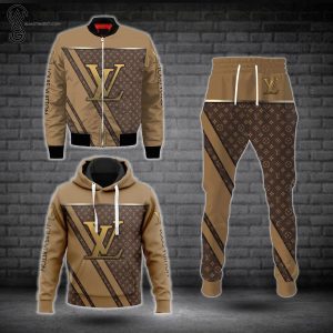 Combo Louis Vuitton Classic Version Hoodie Bomber Jacket And Pants