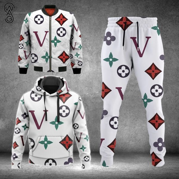 Combo Louis Vuitton Colorful Hoodie Bomber Jacket And Pants