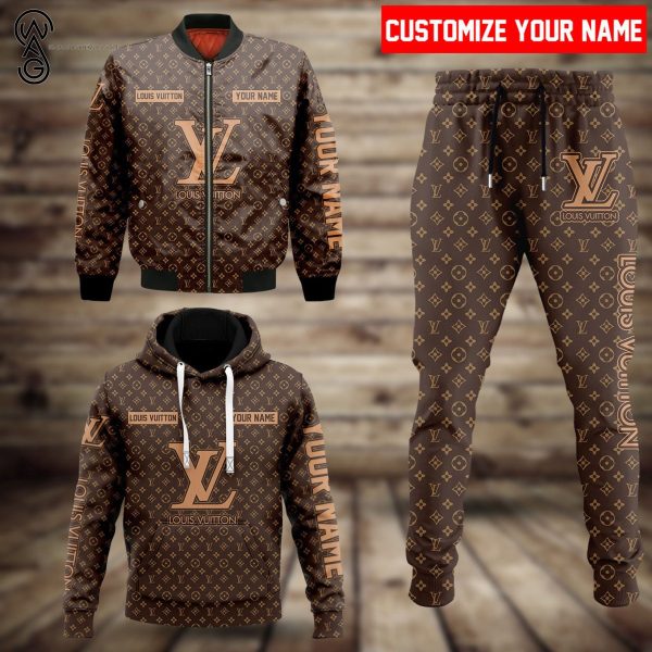 Combo Louis Vuitton Custom Hoodie Bomber Jacket And Pants