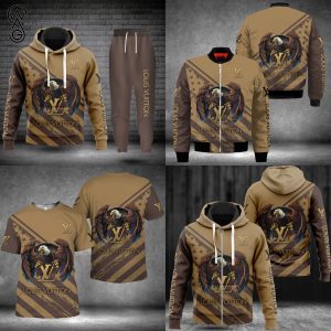 Combo Louis Vuitton Eagle Version Hoodie Bomber Jacket And Pants