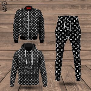 Combo Louis Vuitton Monogram Hoodie Bomber Jacket And Pants