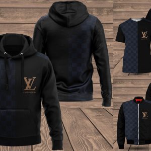 Combo Louis Vuitton Navy Classic Version Hoodie Bomber Jacket And Pants