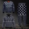 Combo Louis Vuitton Navy Version Hoodie Bomber Jacket And Pants