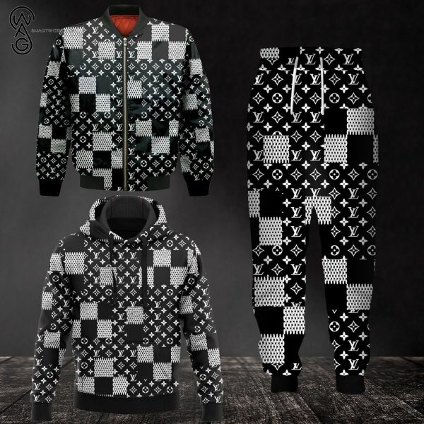 Combo Louis Vuitton Pattern Symbol Version Hoodie Bomber Jacket And Pants