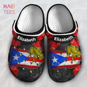 Coqui On The Puerto Rico Flag Map Personalized Clogs Shoes With Your Name