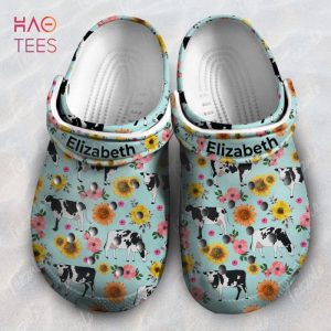 Cow Flower Pattern Clogs Shoes Gifts For Cow Lovers