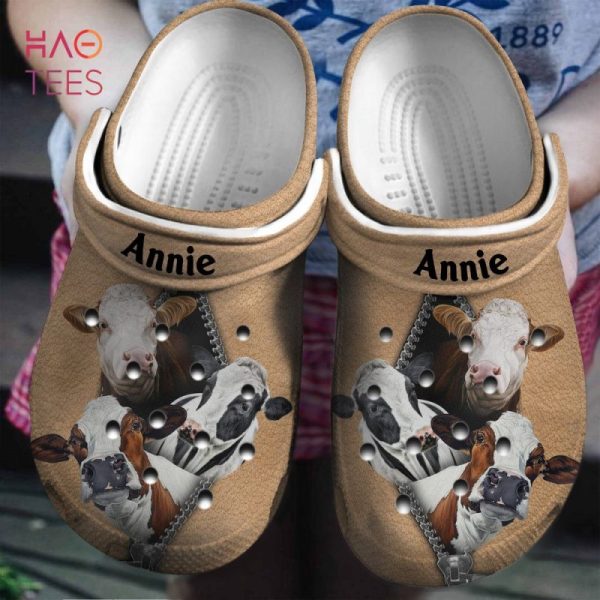 Cow On Zipper Personalized Clogs Shoes